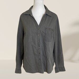 🔥 Style & Co. Studded Gray Button-Up Shirt - Size L